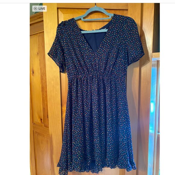 Madewell Navy Dress with Multicolored polka dots - Picture 1 of 3